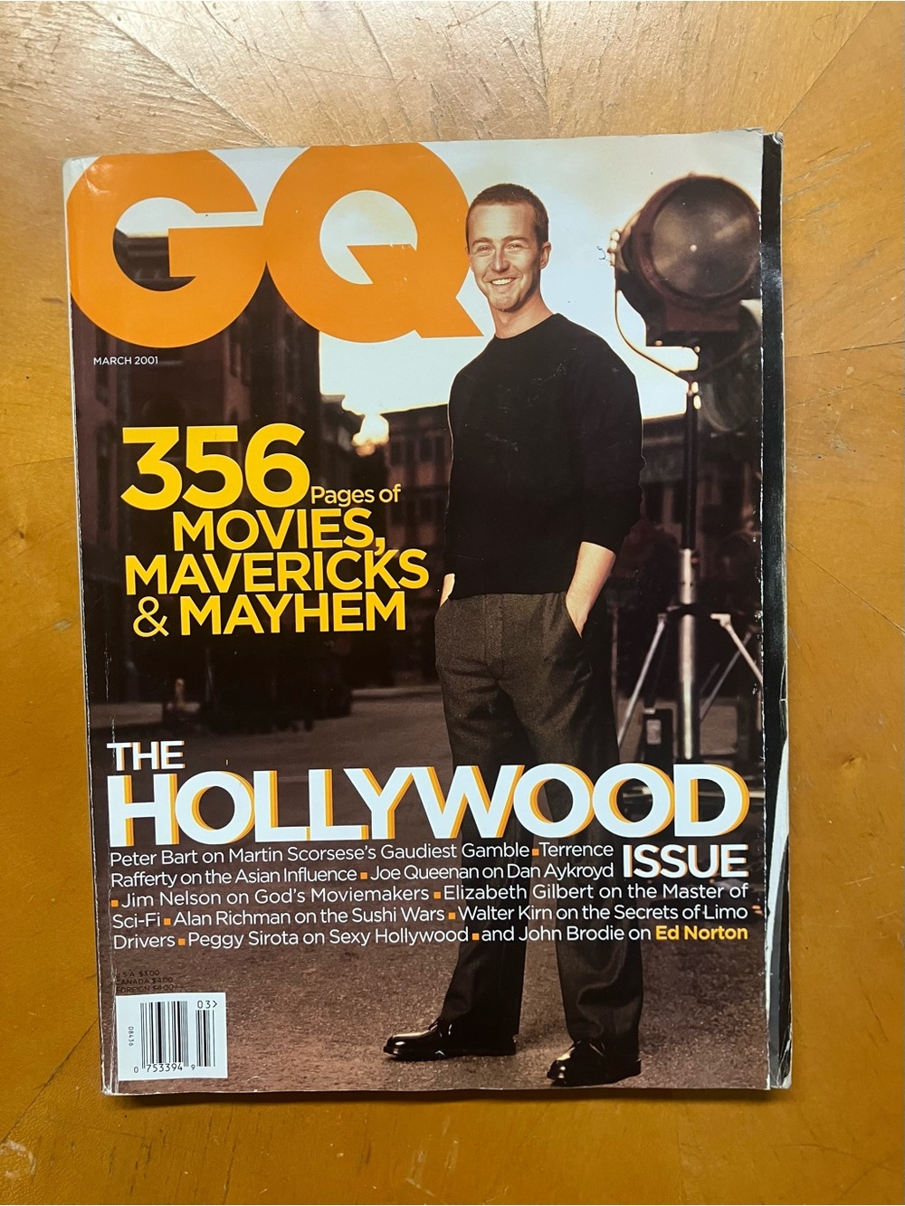 Vintage GQ Magazine March 2001 Hollywood Issue Edward Norton Kate Moss